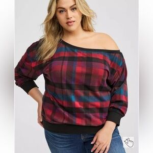Torrid Off-Shoulder Light Weight French Terry Sweatshirt